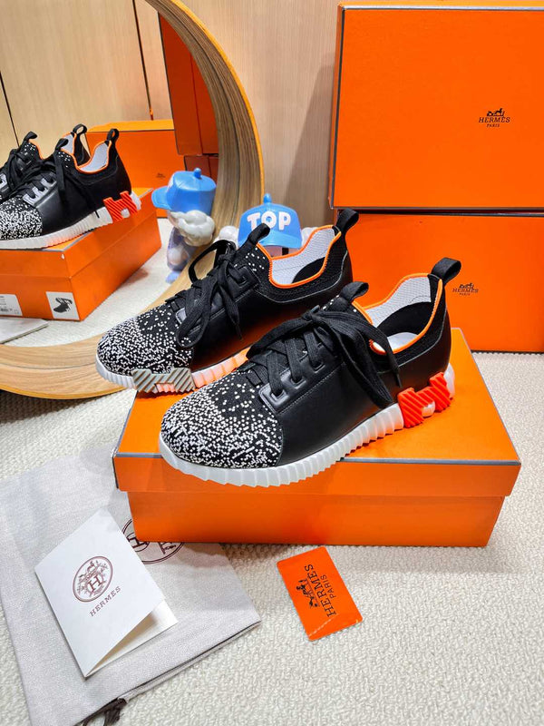 HM Depart slip-on Sneaker Black mix White Knitted fabric and Calfskin 206322