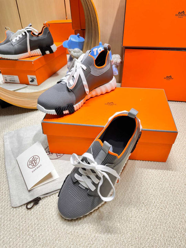 Sneaker slip-on HM Depart Grigio Tessuto a maglia e pelle di vitello 206333