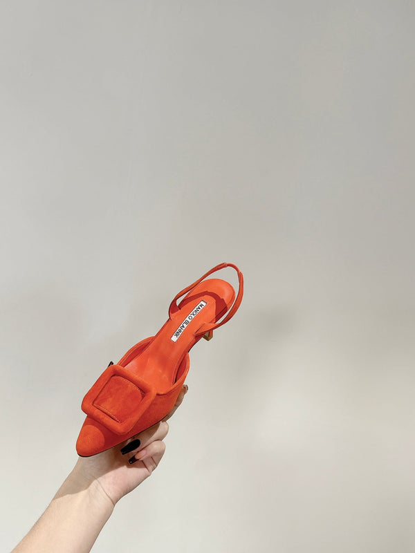 maysale 70 orange suede calfskin