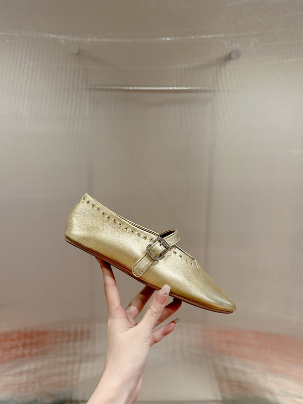 ALAIA MARY JANE IN GOLD LAMBSKIN WITH GOLD HARDWARE