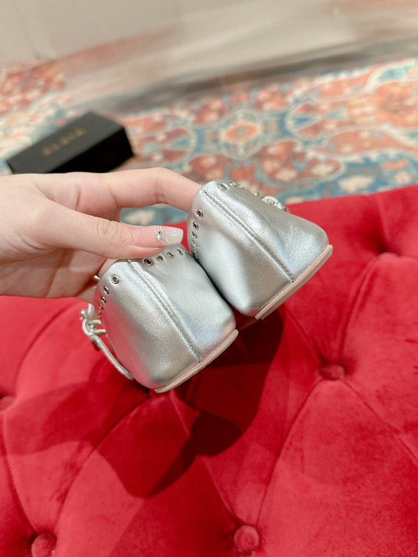 ALAIA MARY JANE IN SILVER LAMBSKIN WITH SILVER HARDWARE