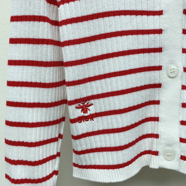 CD 25 Striped Cardigan Red White Wool 246753