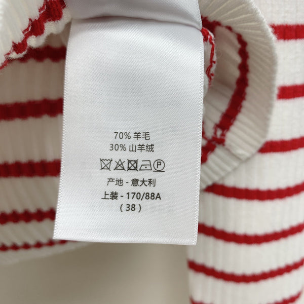 CD 25 Striped Cardigan Red White Wool 246753