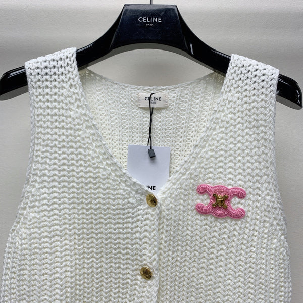 Gilet in maglia Celine 25 bianco lana poliestere 281498