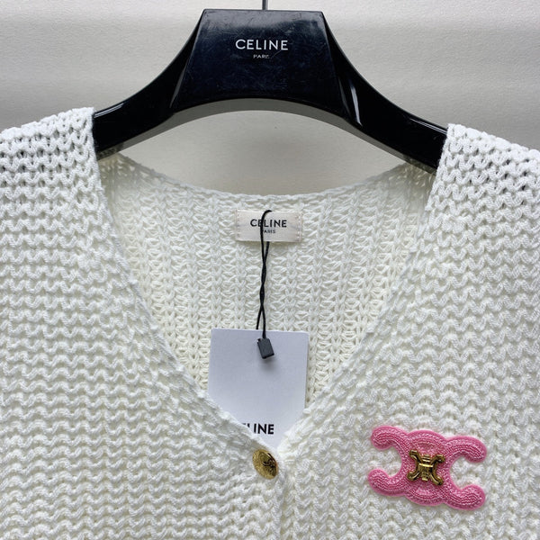 Gilet in maglia Celine 25 bianco lana poliestere 281498