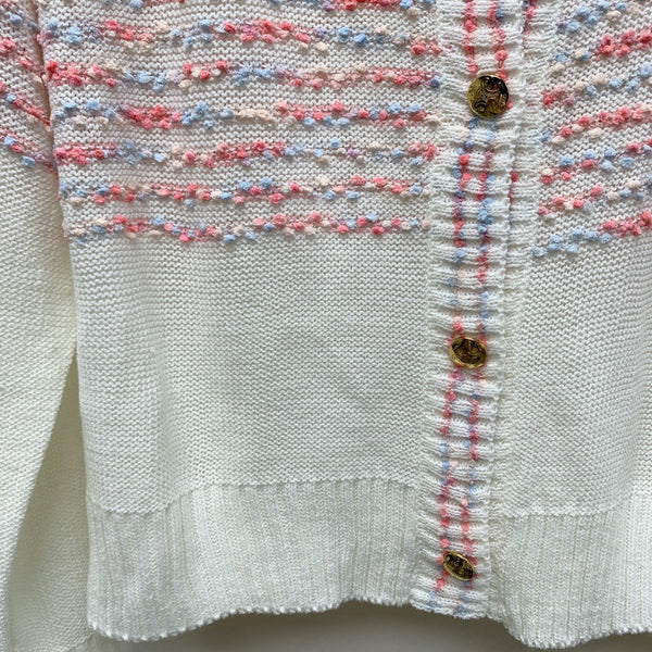 Cardigan a righe Celine 25 in lana e poliestere bianco 281502