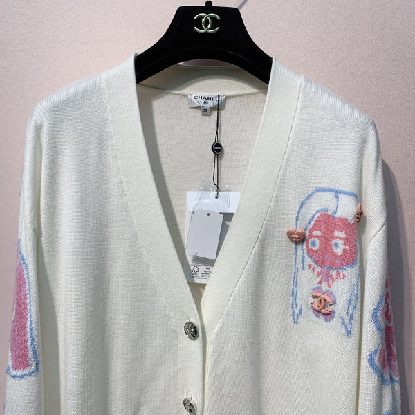 CC 25 Cardigan White And Black Cotton 287524