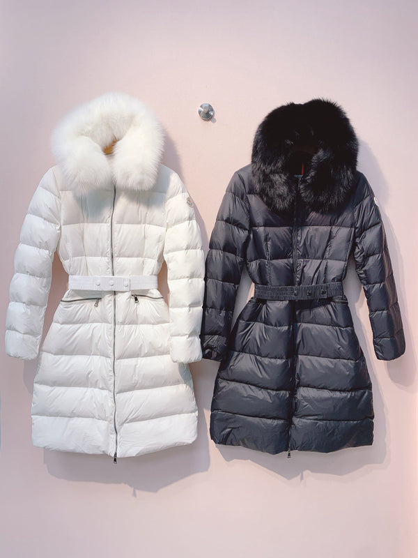 Moncler 25 Long Down Jacket With Rabbit Fur Collar 289112