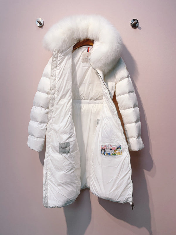 Moncler 25 Long Down Jacket With Rabbit Fur Collar 289112