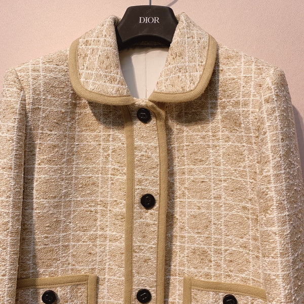 CD 25 Plaid Raglan Jacket Beige Cotton 301535