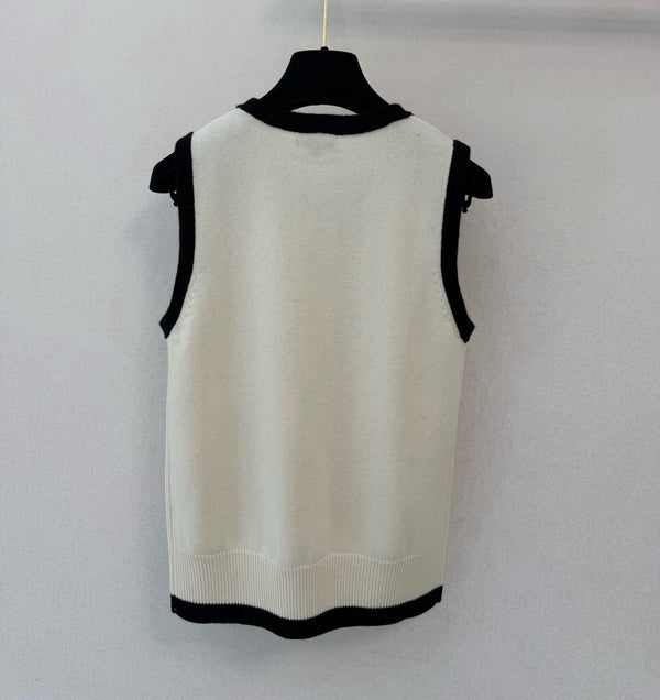 CC 26s Contrast Trim Knit Vest Cashmere 450771