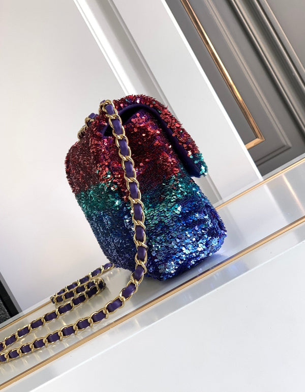 Flap Bag Mini 21cm Multicolor Sequin