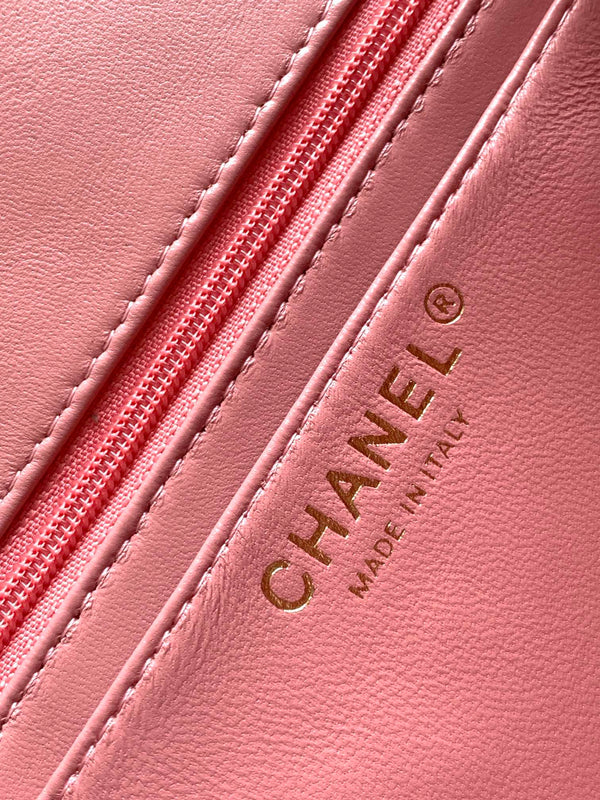 flap bag mini 20 pink tweed silver hardware