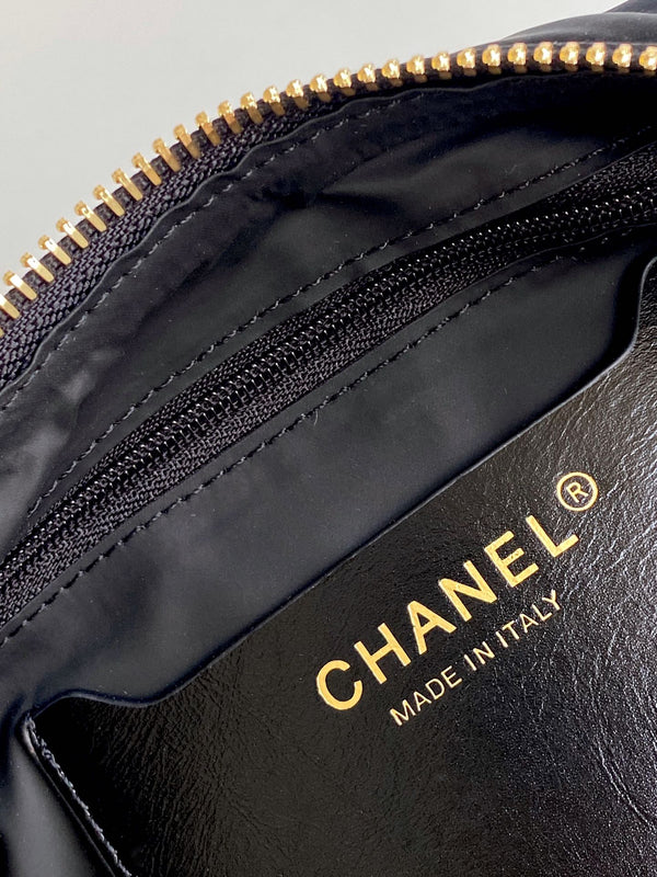 HOBO BAG 32 IN BLACK NYLON WITH GOLD METAL