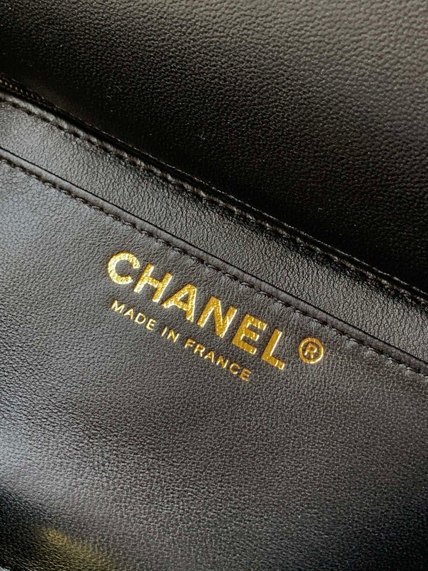 Flap Bag Mini 20cm Black White Tweed Sequin