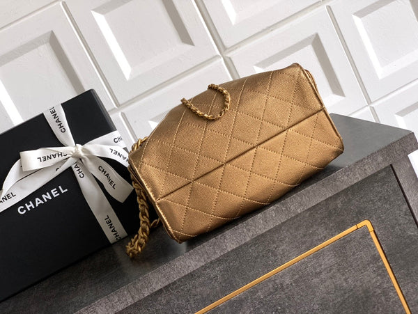 CC 25C Hobo Bags 20cm Bronze Metalic Grained Calfskin