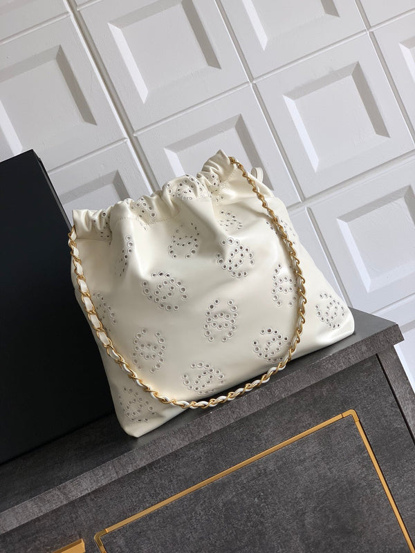 CC 25S Hobo Bag 30cm Cream Calfskin Gold Hardware