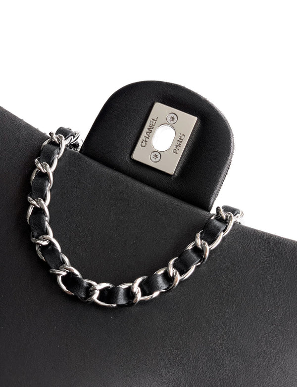 CC Classic Flap Bag 20cm Full Diamond Black Calfskin