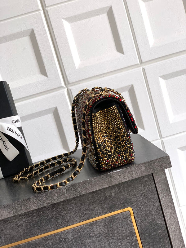 CC Classic Flap Bag 20cm Full Diamond Mutilcolor Calfskin