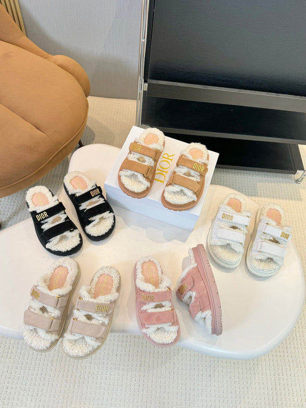 CD Dioract Slide Pink Suede And Fleece Lining