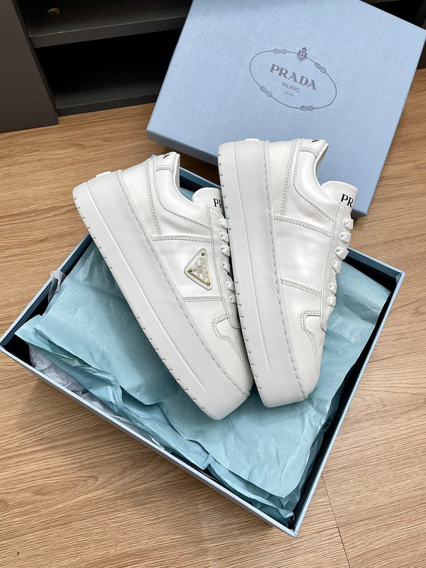 SNEAKERS PRA DOWNTOWN BOLD IN PELLE DI VITELLO BIANCA