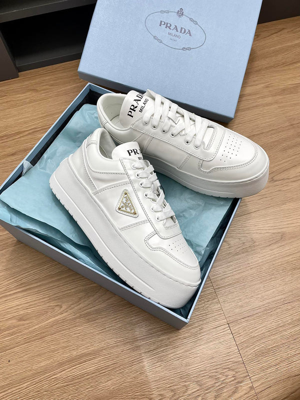 SNEAKERS PRA DOWNTOWN BOLD IN PELLE DI VITELLO BIANCA