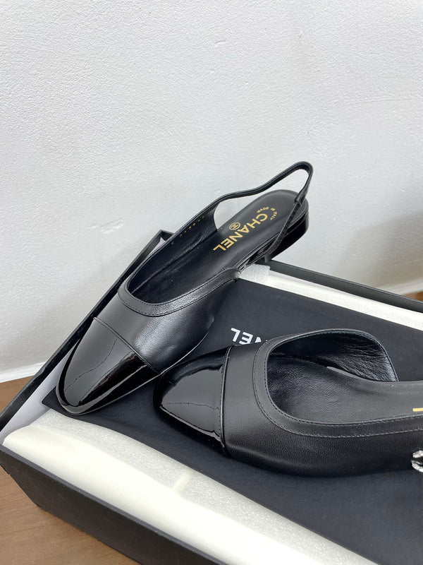 CC Slingback Black Calfskin