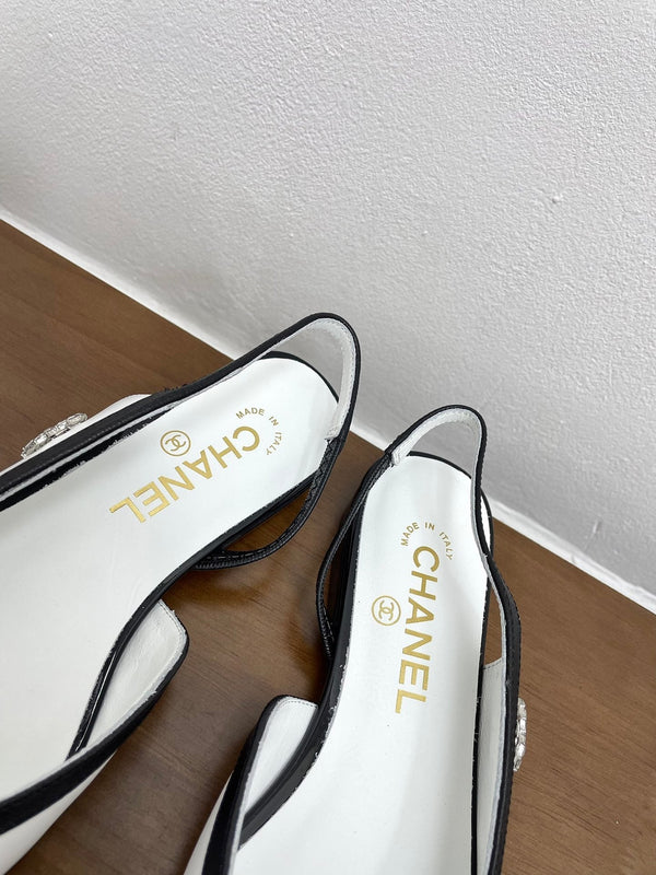 CC Slingback White Calfskin