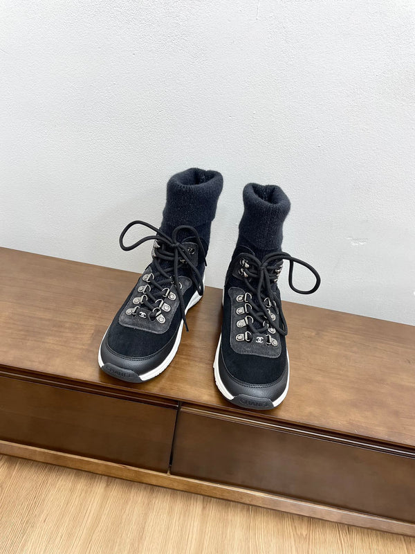 CC Sneaker 30mm Nero Suede e Lana