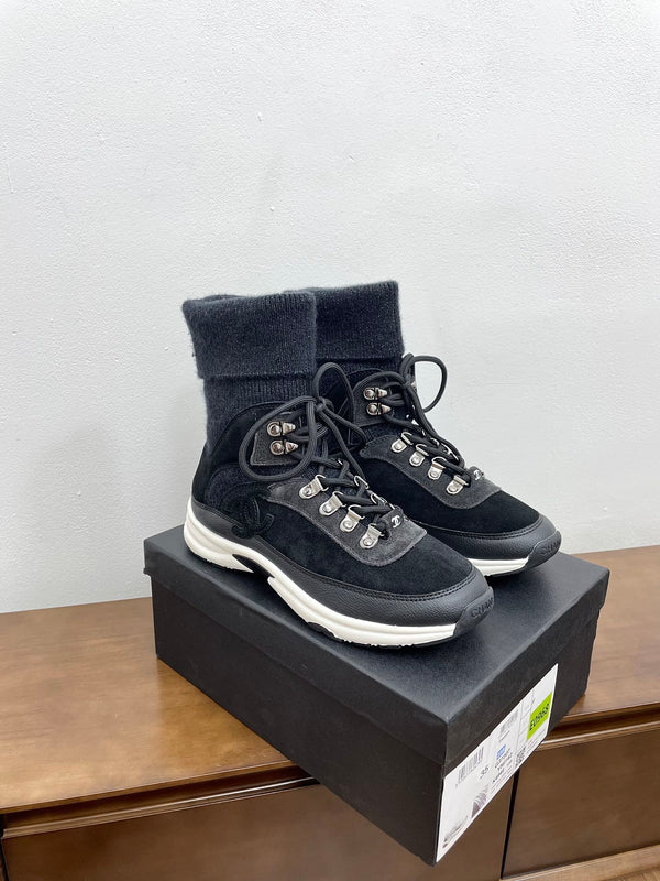 CC Sneaker 30mm Nero Suede e Lana