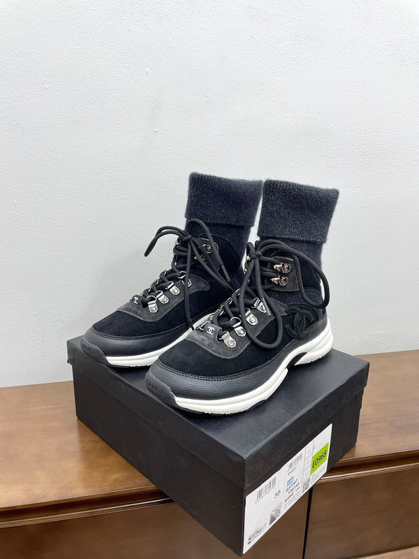 CC Sneaker 30mm Nero Suede e Lana