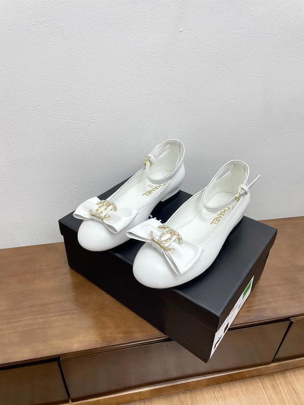 CC Mary Jane White Bow Tie Lambskin