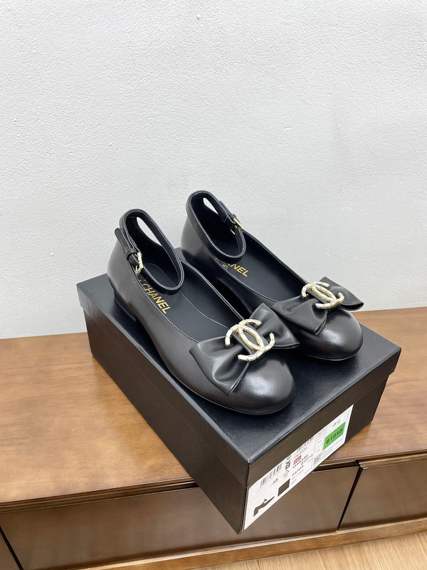 CC Mary Jane Black Bow Tie Lambskin