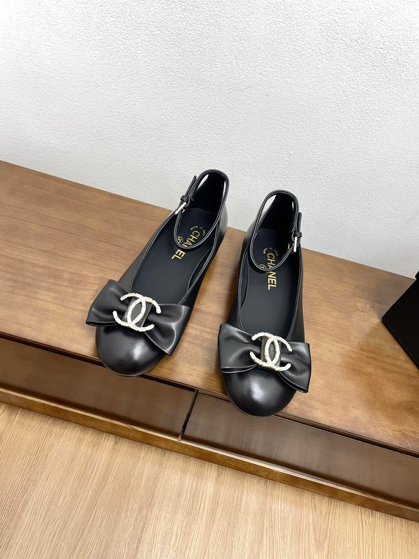 CC Mary Jane Black Bow Tie Lambskin