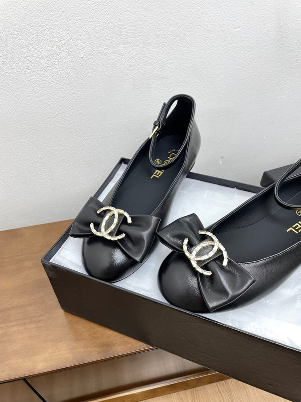 CC Mary Jane Black Bow Tie Lambskin