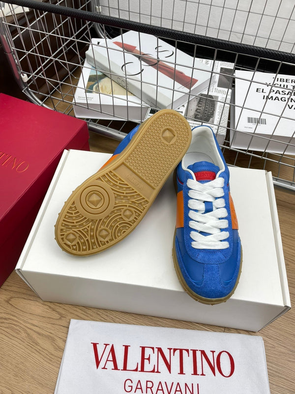 Upvillage Trainer 30mm in pelle di vitello laminata blu scuro e arancione con camoscio 990145