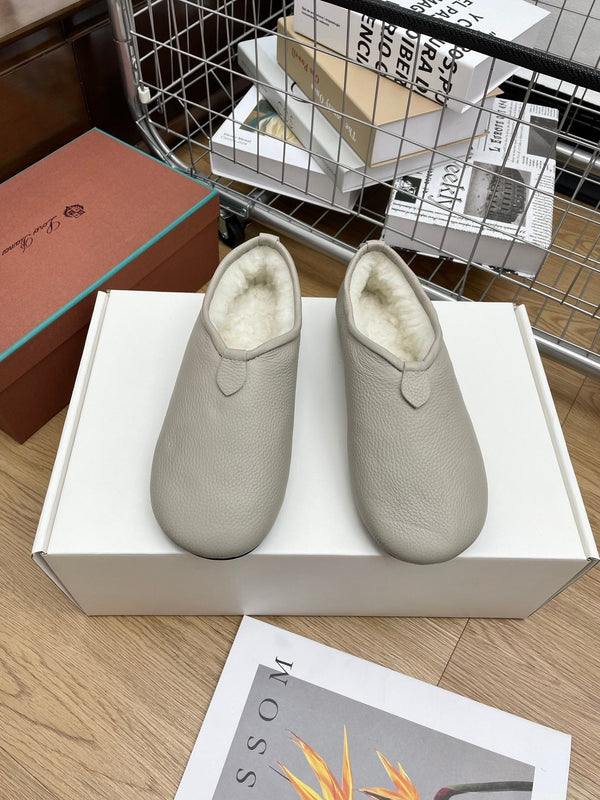 LP Cocooning Floaty Flat Grey White Wool Fleece Lining And Cowhide 989987