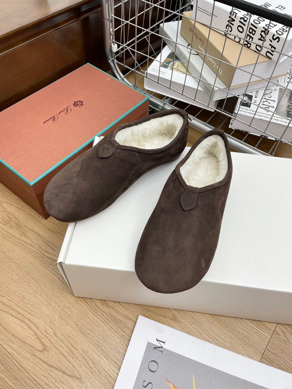 LP Cocooning Floaty Flat Earth Brown Wool Fleece Lining And Suede 989993