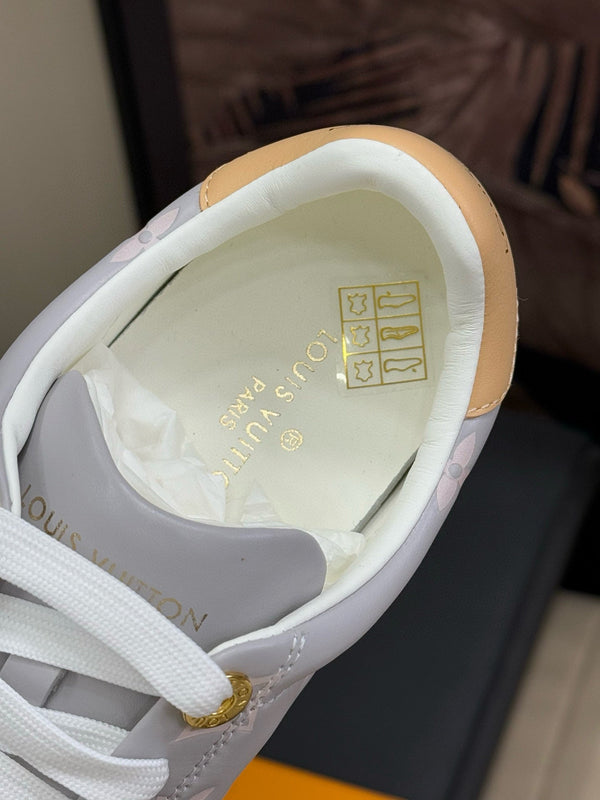 TIME OUT SNEAKER IN COOL GRAY EMBOSSED MONOGRAM CALFSKIN