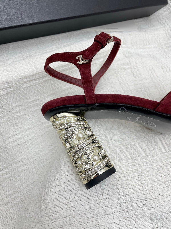 CC 25p Slingback Heel 8cm Burgundy Suede