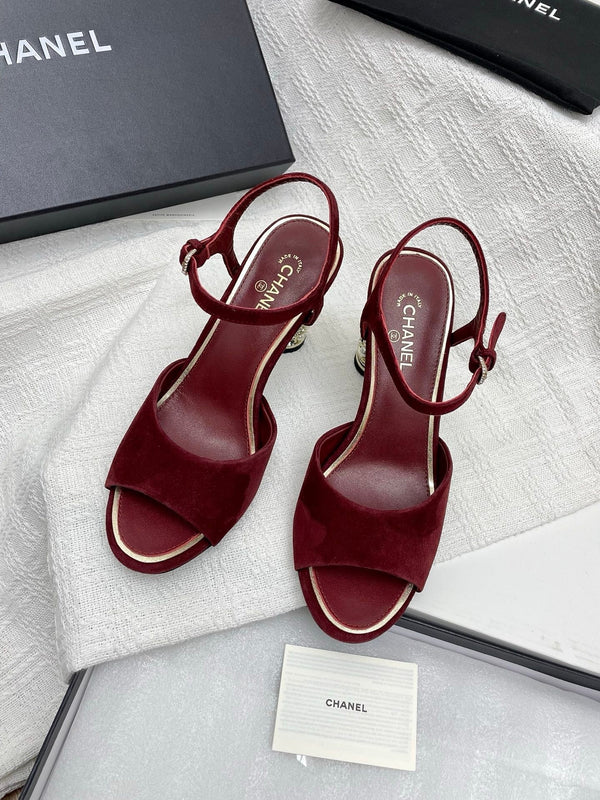 CC 25p Slingback Heel 8cm Burgundy Suede