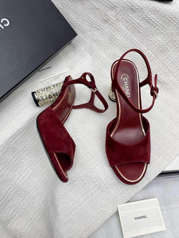 CC 25p Slingback Heel 8cm Burgundy Suede