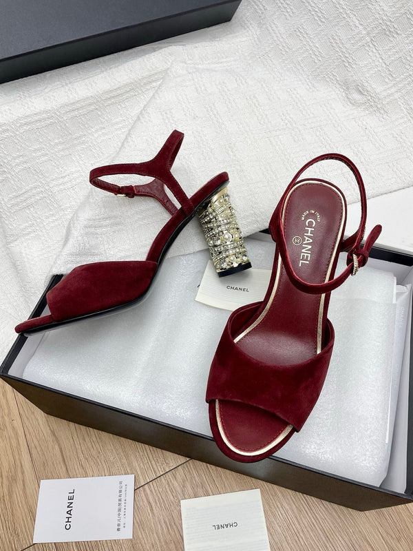CC 25p Slingback Heel 8cm Burgundy Suede