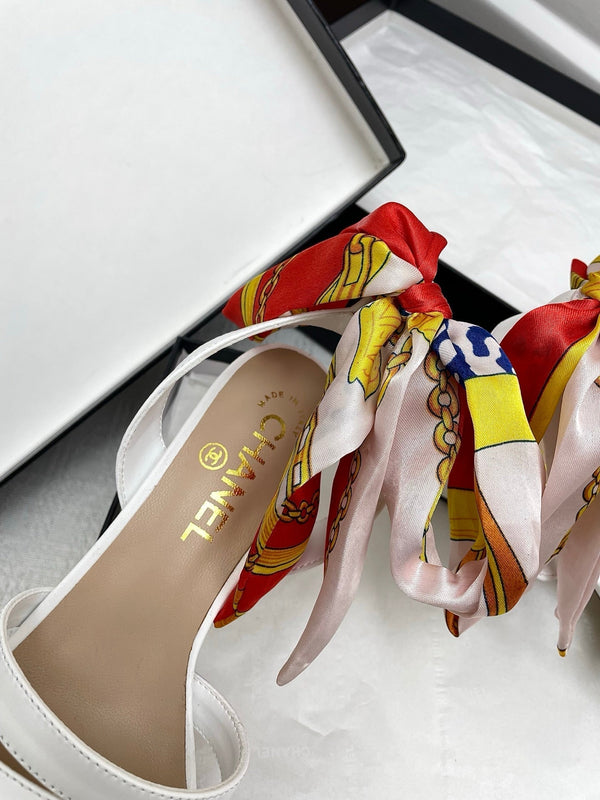 CC 25SS Sandals 5cm Three Straps White Calfskin 338326