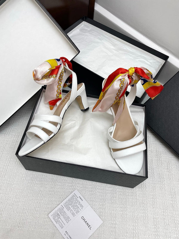 CC 25SS Sandals 5cm Three Straps White Calfskin 338326