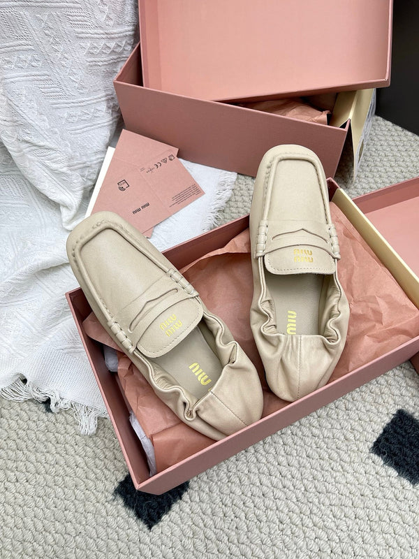 Miu Ruches Light Beige Leather 611333