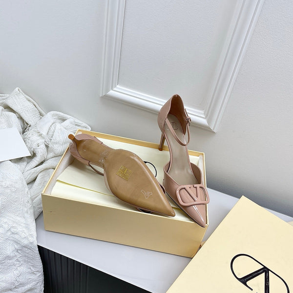 Valentino D'Orsay Slingback 6cm Cuir Verni Rose Foncé 726953