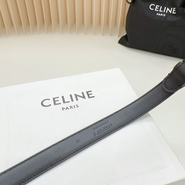 Triomphe Belt 18mm Black Calfskin Gold Buckle Logo Motif Attached