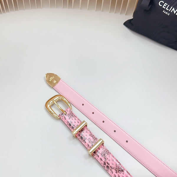 Medium Western Belt 25mm Pink Black Snake Embossed Calfskin Gold Loop Ghw