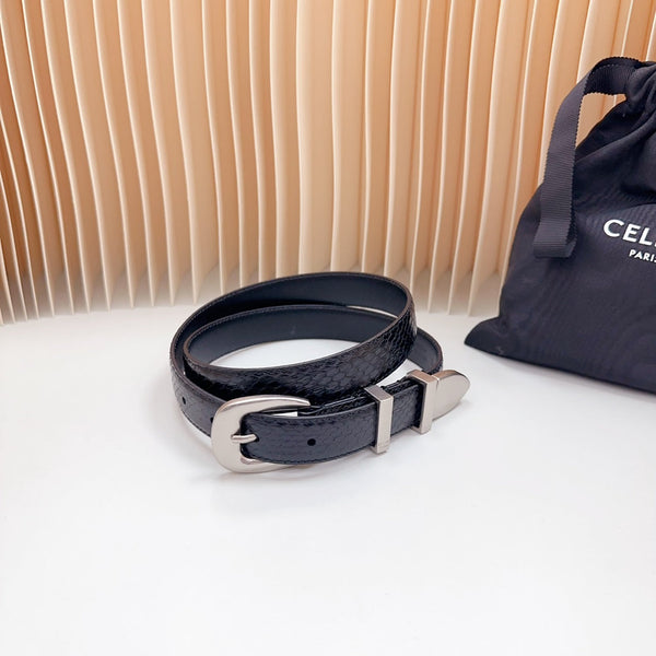 Medium Western Belt 25mm Black Snake Embossed Calfskin Shw